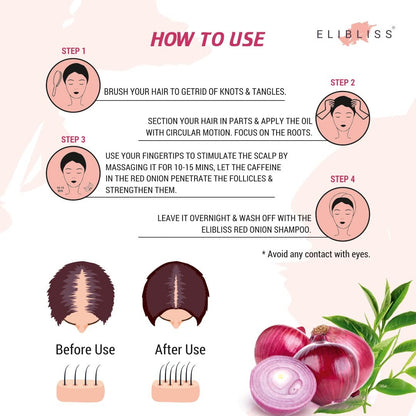 Elibliss Onion Black Seed Hair Oil - 100 ml (Pack of 4)