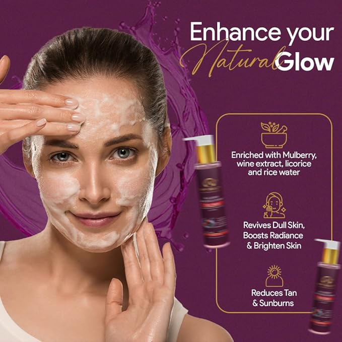 Vamp Beauty Mulberry Skin Brightening Face Wash With Goodness of Rice Water, Wine Extract & Licorice - 100 Ml