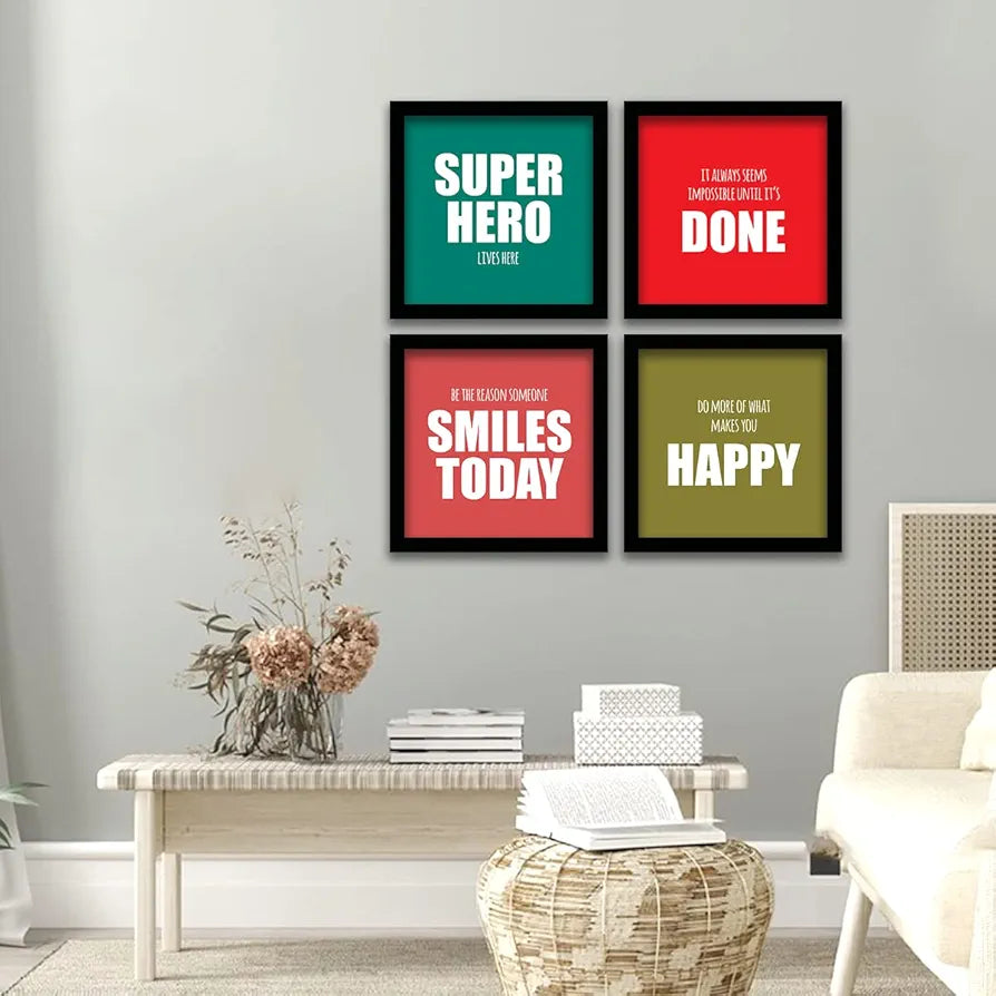 Kotart Engineered Wood Super Hero Wall Decor Frames Set Of 4