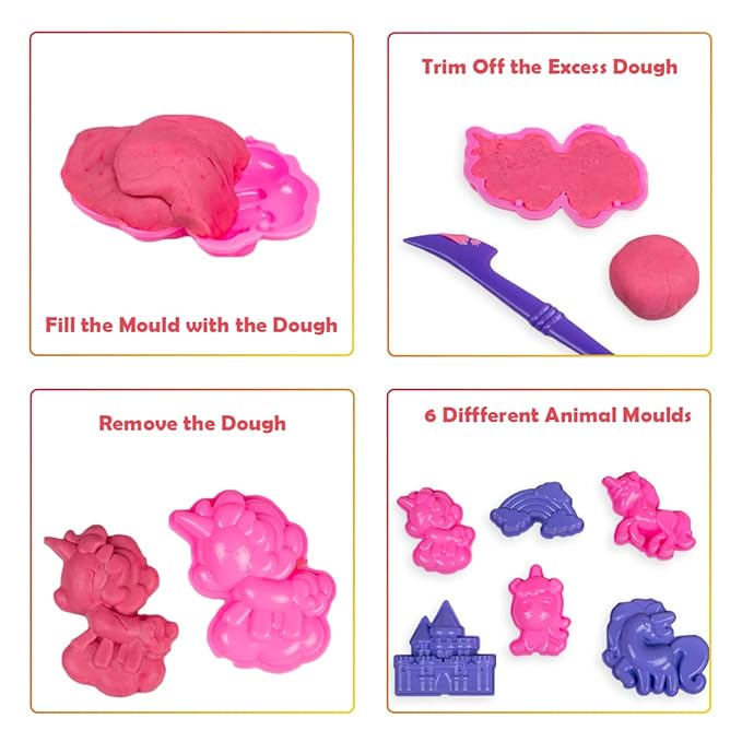 Ratnas Unicorn Dough Art Modelling, Shaping and Sculpting Kit for Kids 3+ Years | Non Toxic