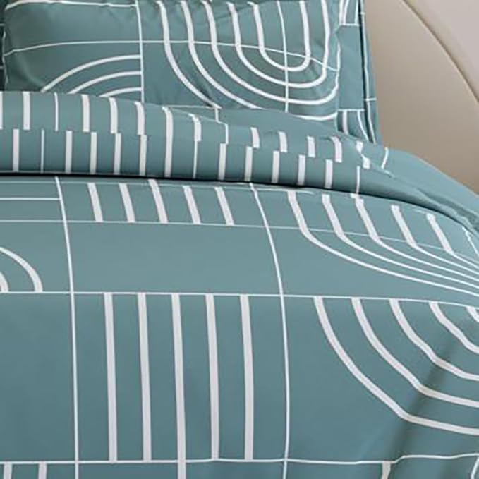 Decomizer Cotton Feel Glace Printed King Size Double Bed Bedsheet with 2 Pillow Covers Sky Blue Colour