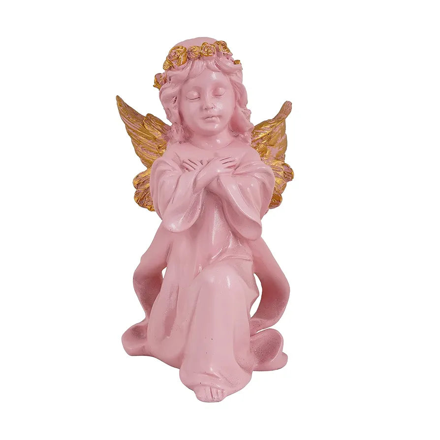 Zart Angel Girl Gold Winged Statue for Home Decor Item