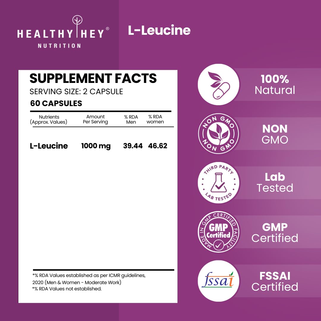 HealthyHey Nutrition L-Leucine 60 Capsules