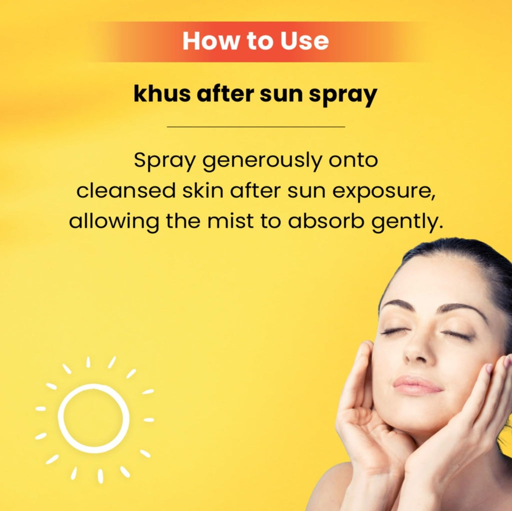 Aroma Treasures Khus After Sun Spray | Hydrating & Detanning Face & Body Mist with Aloe Vera, Niacinamide & Khus Oil | 91% Natural Ingredients | Use Before Sunscreen & After Sun Exposure – 50ml