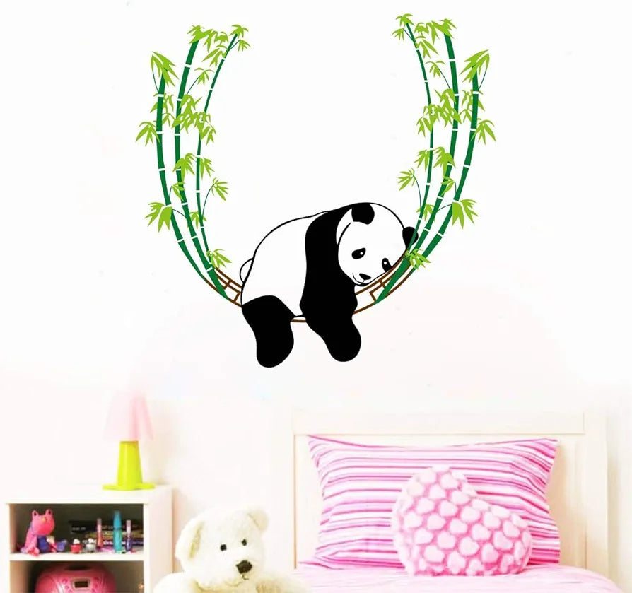 Decal O Decal Vinyl Panda On Swing Animal Self Adhesive Wall Stickers