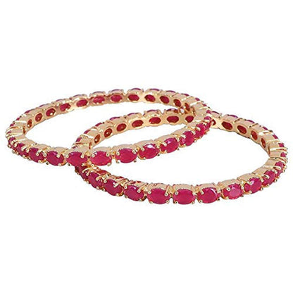 Gold-Polished Alloy Ruby Ad 4 Bangles Set - The Pari