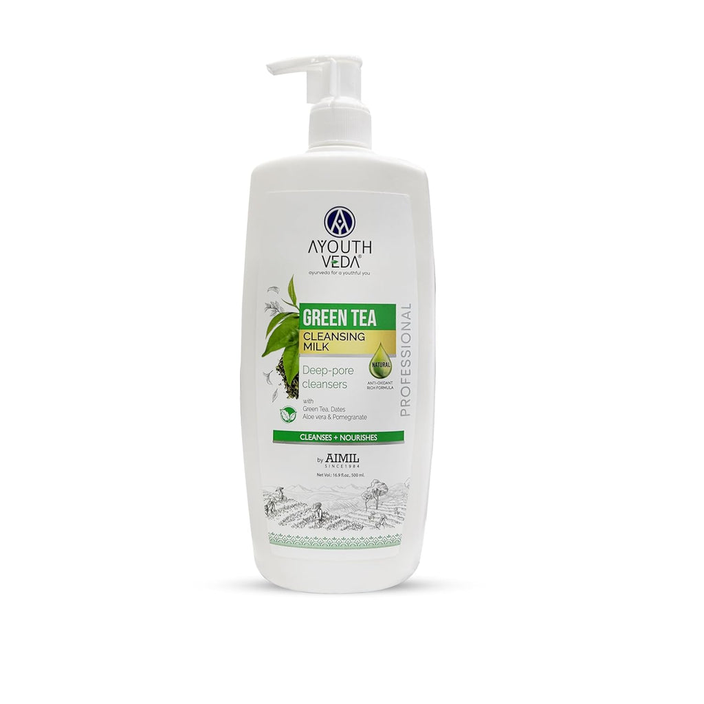Ayouthveda Green Tea Cleanseing Milk is a deep-Cleanser |Smoothens & Softens Skin|for both men and women|All skin types(500g)