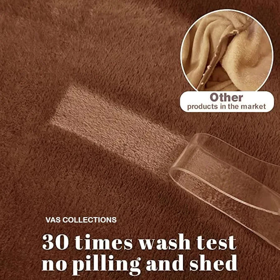 Homekart Premium Solid Color Soft Plush Mink Blanket Ultra Cozy and Warm Silky Soft All-Season Double Bed Blanket TC - 120 Brown