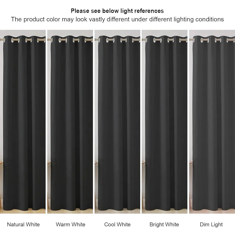 Cloth Fusion Plain Blackout Door Curtains 7 Feet Long Set of 2 Black Colour