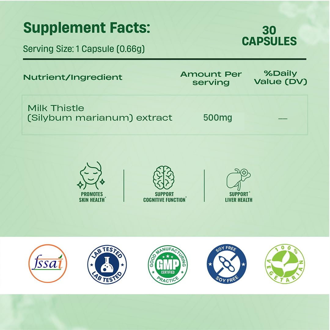 BeastLife Liver Detox with Pure Milk Thistle (80% Silymarin) Extract | Added Multivitamin & Amino Acid with Natural Detoxification Formula | Liver Support Supplement | 30 Veg Capsules