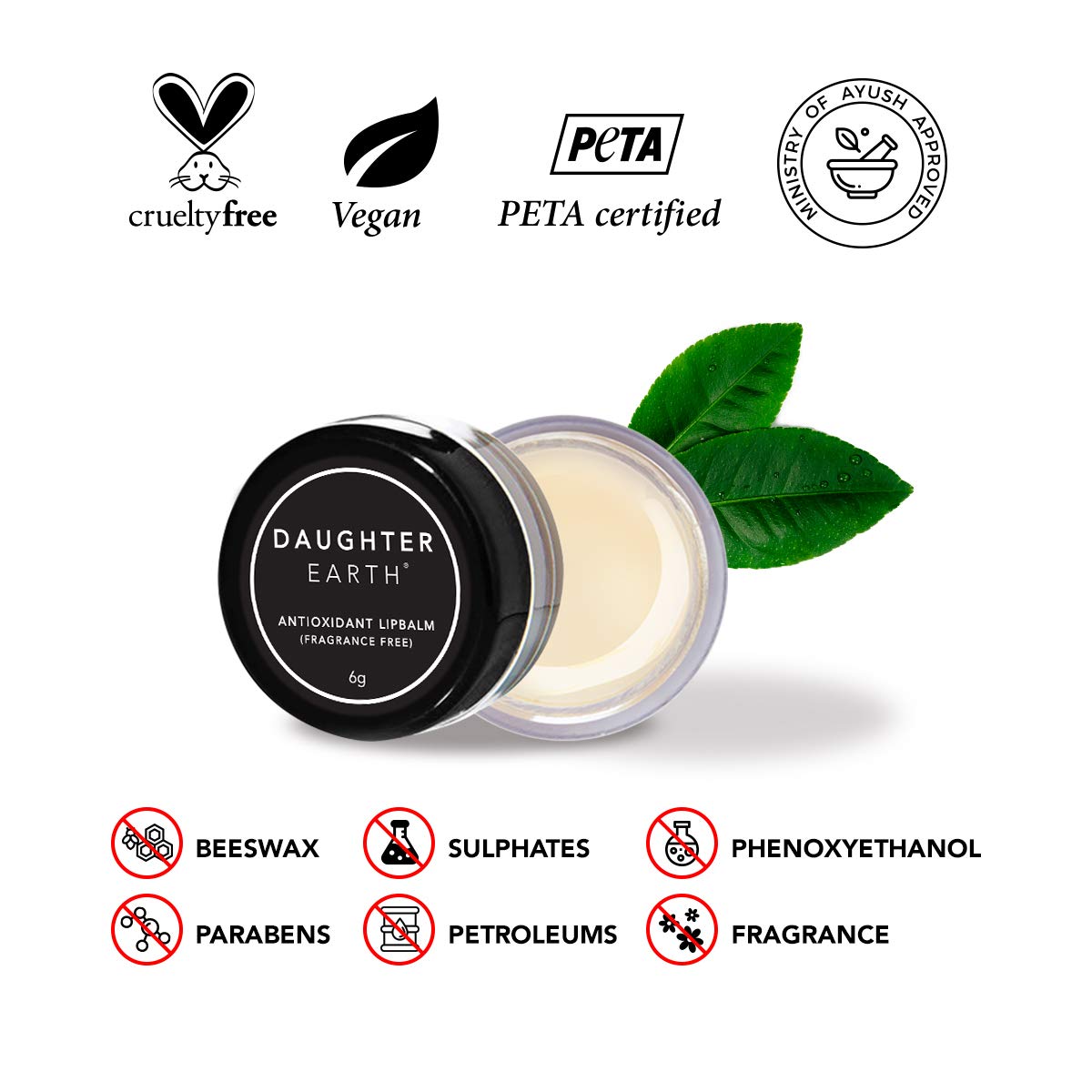 Daughter Earth Antioxidant Lip Balm Fragrance Free | Soft Pink Moisturized Lips | 6 Gms