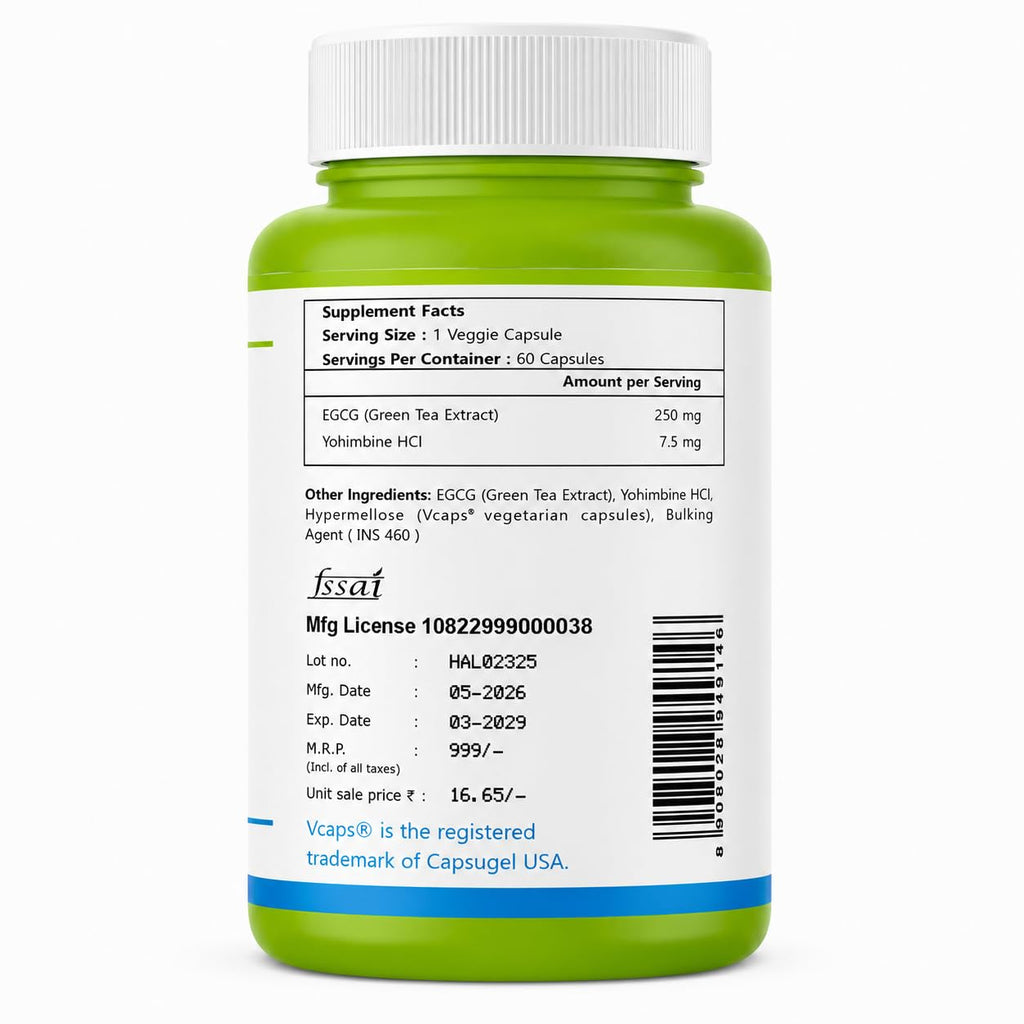 Haleup Yohimbine 7.5 mg Haleup USA, 60 capsules enriched with Green Tea Extract