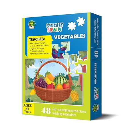 The Book Tree Bright Brain Vegetables 48 Piece Jigsaw Puzzle for Preschoolers Educational Toy