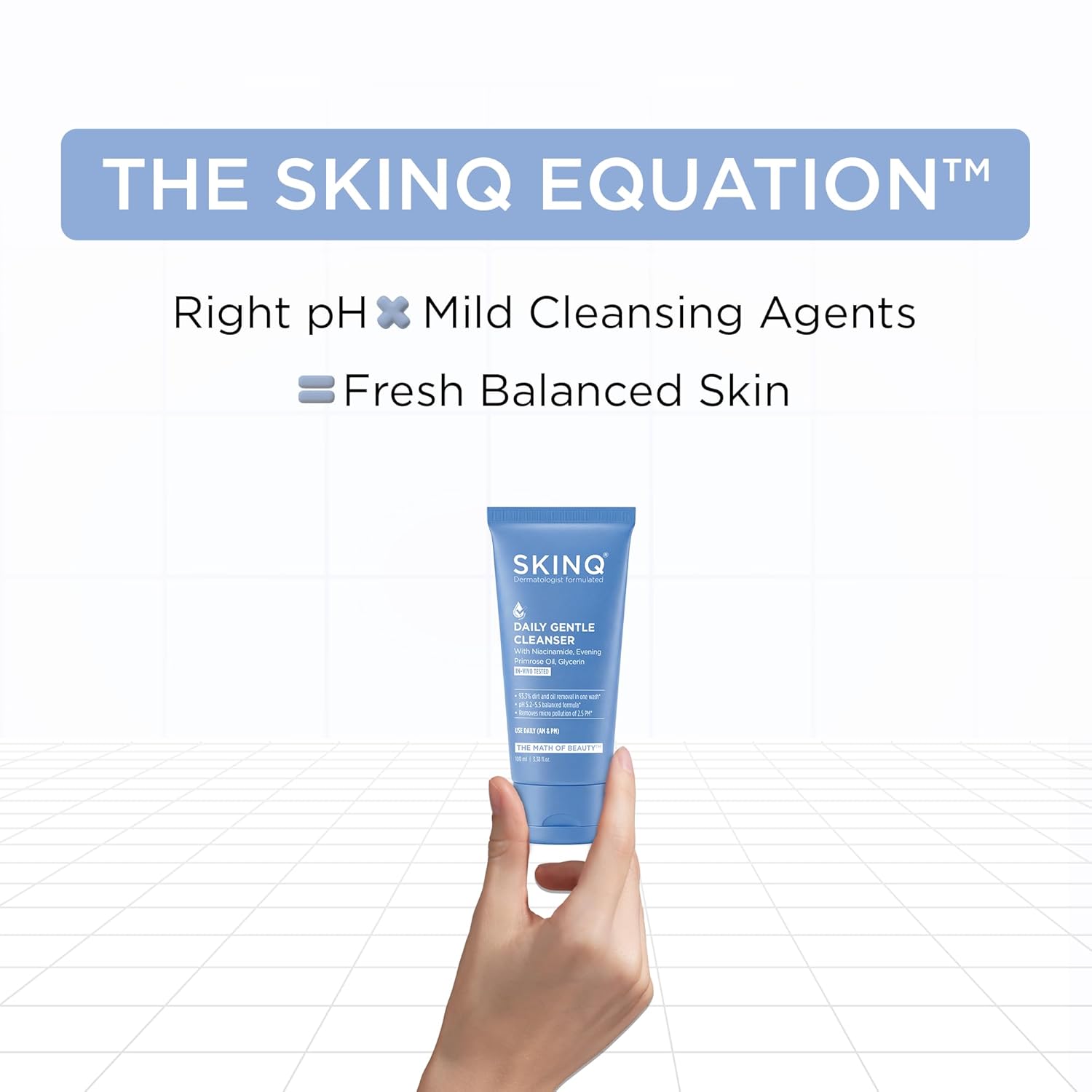 SKINQ Daily Gentle Cleanser | Niacinamide Face Wash with Evening Primrose Oil & Glycerin |Removes Dirt in 1 Wash | In-Vivo Tested | No SLS, No Parabens | For All Skin Types | Dermat Formulated | 100 ml