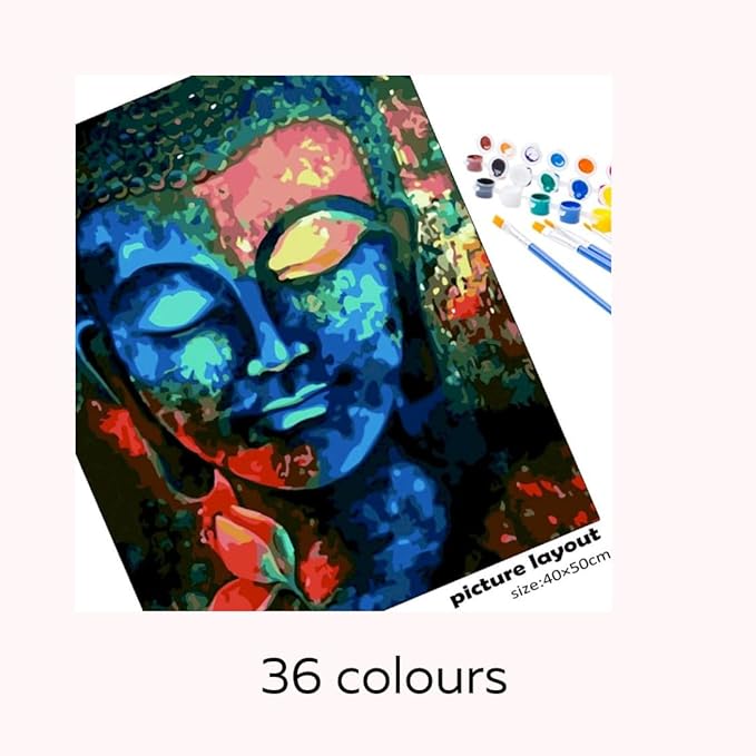 Tulip N Turtle Buddha Da Vinci Premier Series Tube Packing 36 Colours Diy Paint by Number Kit for Adults Beginner Wall Decoration