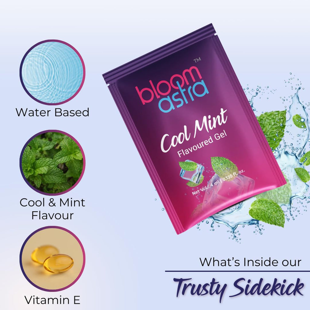 Bloomastra Massage Gel for Thrilling Vibe | Cooling & Warming Gel for Men & Women (Cool Mint, Pack of 9)