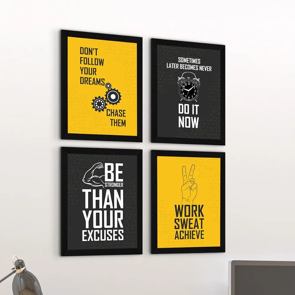 ArtX Paper Gym Big Health Quotes AXF00186-MOT Multicolor Set of 4