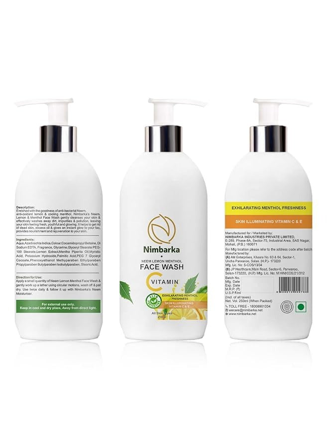 Nimbarka Vitamin C & E Neem Lemon Menthol Face Wash - 250 ml