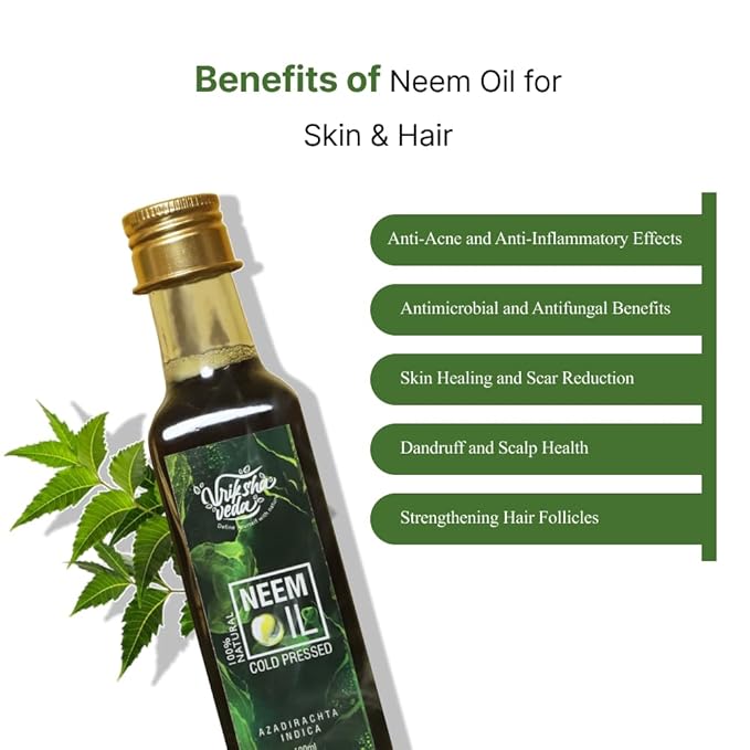 Vriksha Neem Oil For Hair & Skin Remove Pimples and Acne Reduces - 100 ml