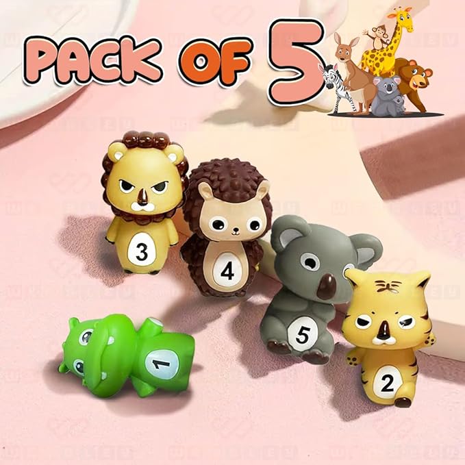 Wembley 5 Pcs Wild Animal Finger Puppet Toy for Kids