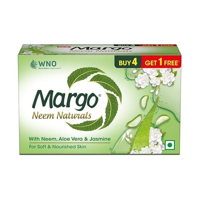 Margo Neem Naturals Soap with Goodness of 1000 Neem Leaves - 100 gms (Pack of 5)