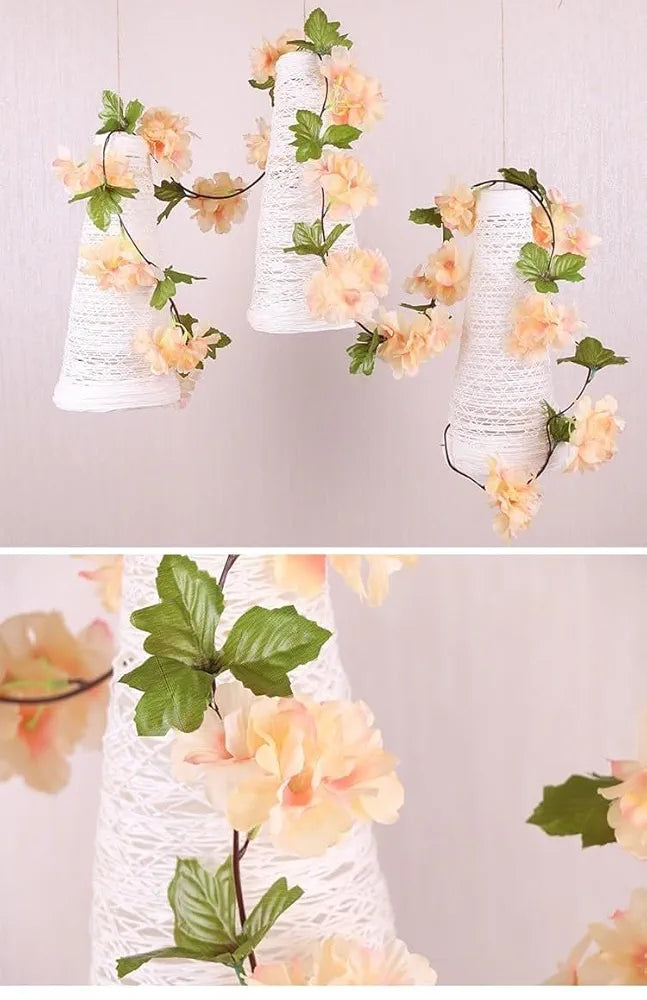 Lines Artificial Cherry Blossom Rattan Flowers Vine Peach