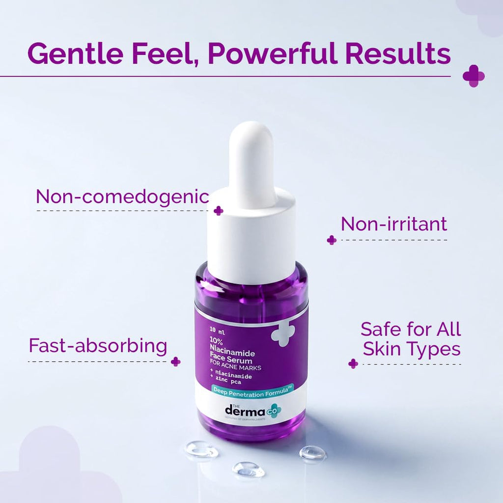 The Derma Co 10% Niacinamide Serum with 2% Zinc, Powered by Deep Penetration Formulaâ„¢ | Fades Acne Marks, Controls Oil & Reduces Dark Spots | 10 ml