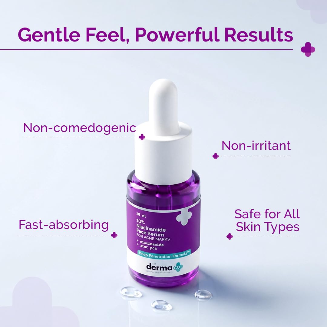 The Derma Co 10% Niacinamide Serum with 2% Zinc, Powered by Deep Penetration Formulaâ„¢ | Fades Acne Marks, Controls Oil & Reduces Dark Spots | 10 ml