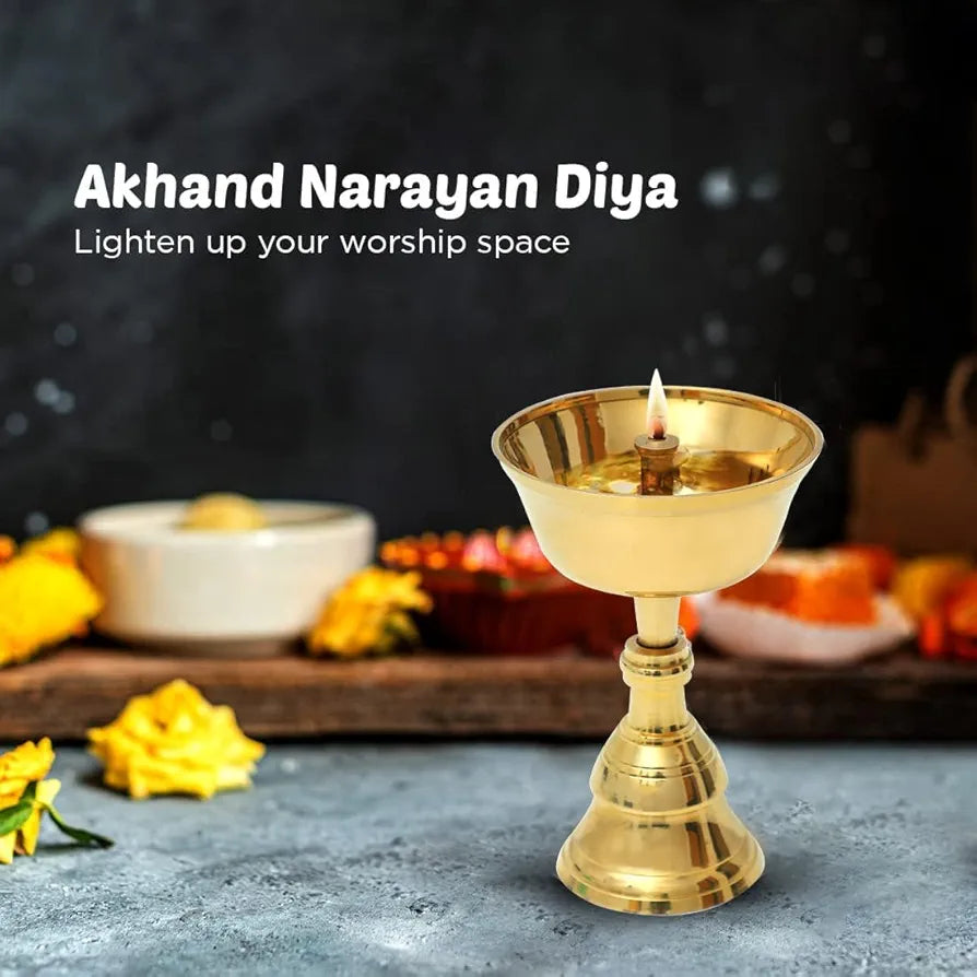 Shubhkart Nitya Akhand Narayan Diya 110 Gm Brass Diya 8.1 Cm Height