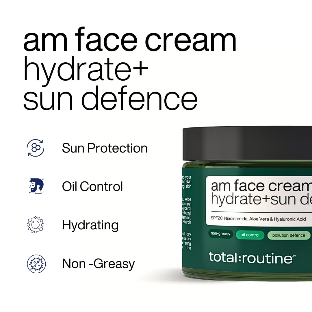 AM Face Cream with SPF For MEN | LIGHTWEIGHT FORMULA | No Whitecast | Sun Protection | Hydrating and Brightening | For Acne prone and Sensitive skin | For All Skin Type | 50gms