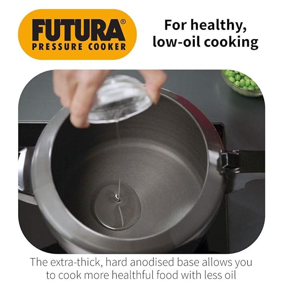 Hawkins Futura 2 Litre Pressure Cooker Hard Anodised Inner Lid Pressure Cooker Small Cooker Black