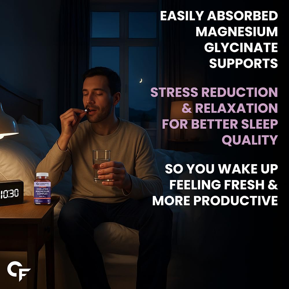 Carbamide Forte Chelated Magnesium Citrate Oxide Supplement | Triple Magnesium Supplement Supports Bones Muscles & Nerves 1382.91mg Per Serving - 60 Veg Tablets
