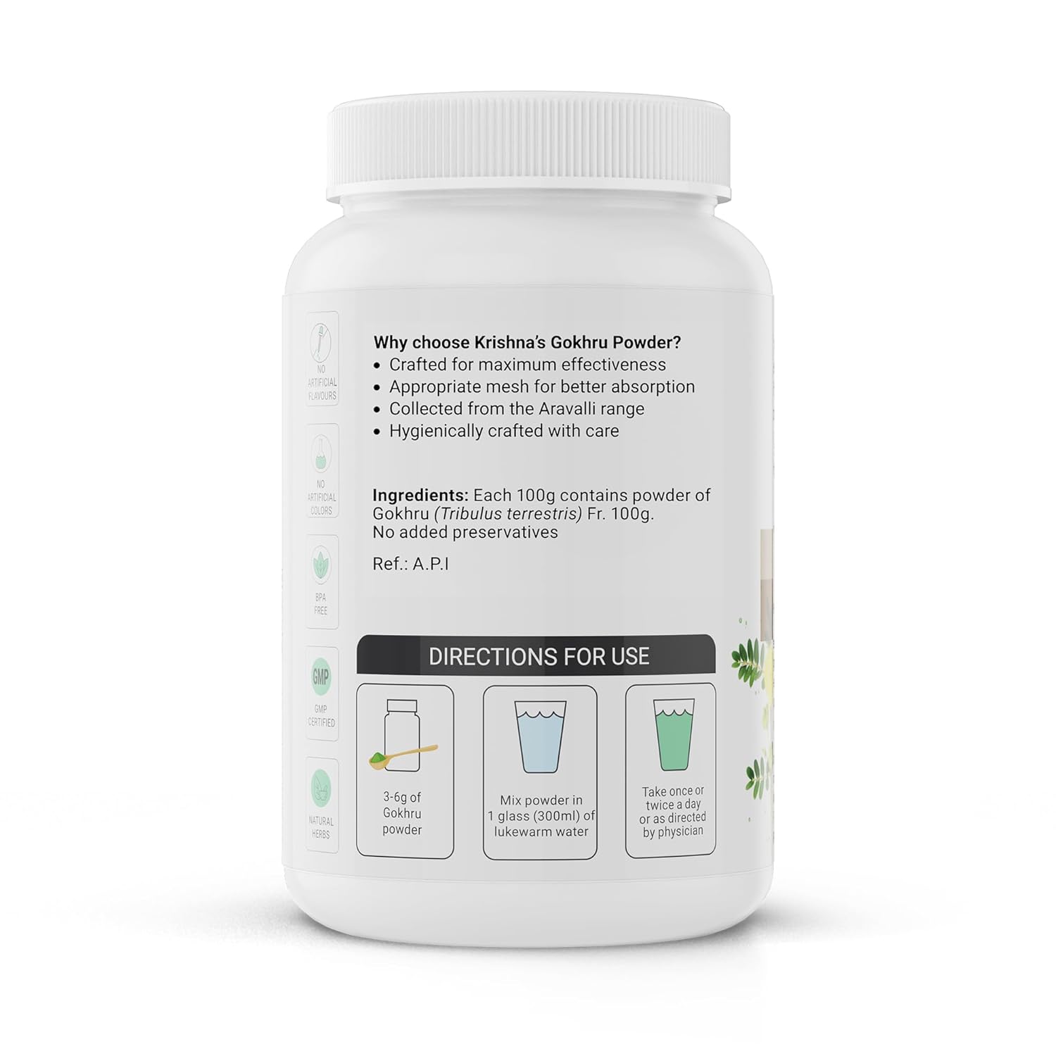Krishna's Gokhru Powder - 100 g | Preservative Free | Natural Powder For Men's Wellness