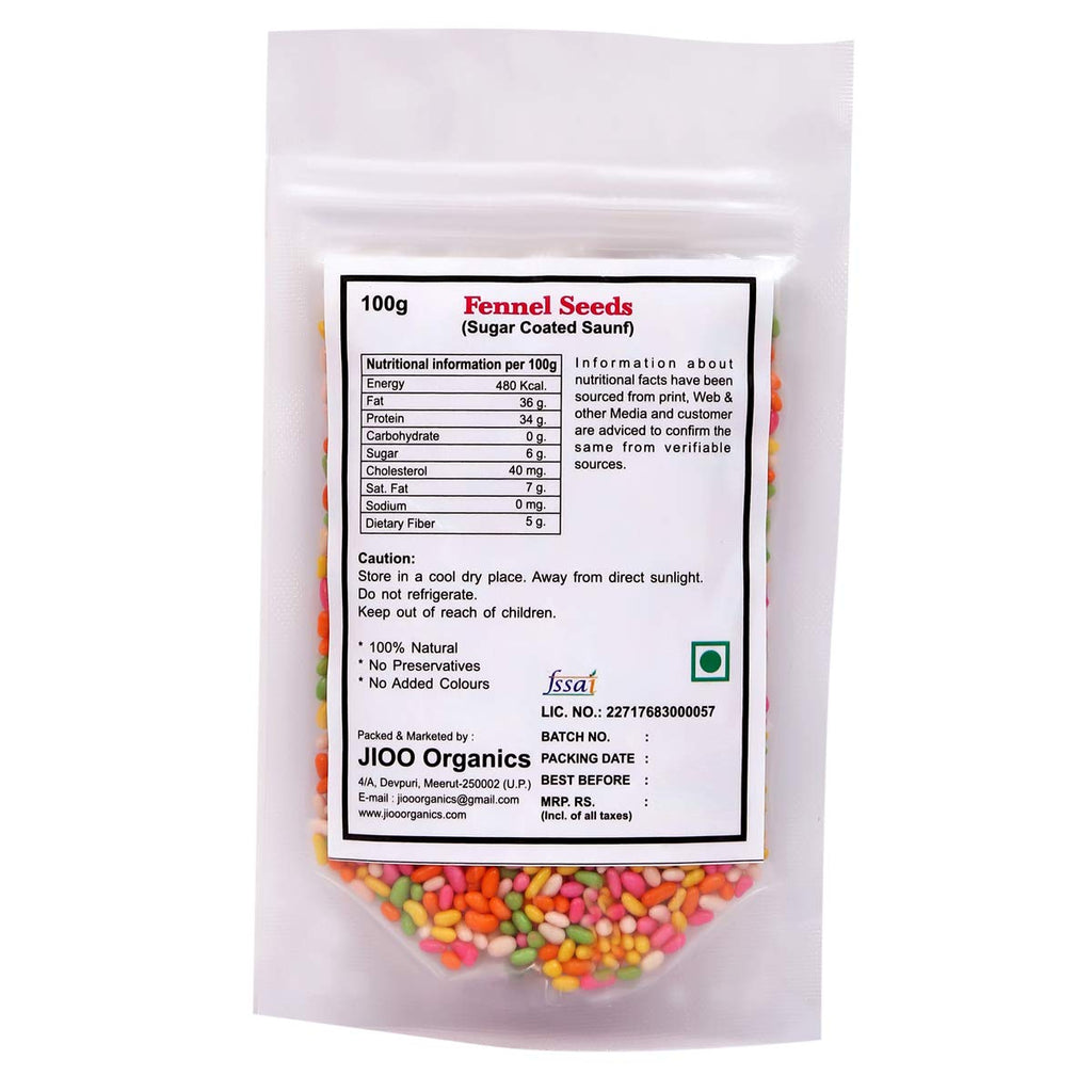 Jioo Organics Fennel Seeds(Sugar Coated Saunf) - 100 gms