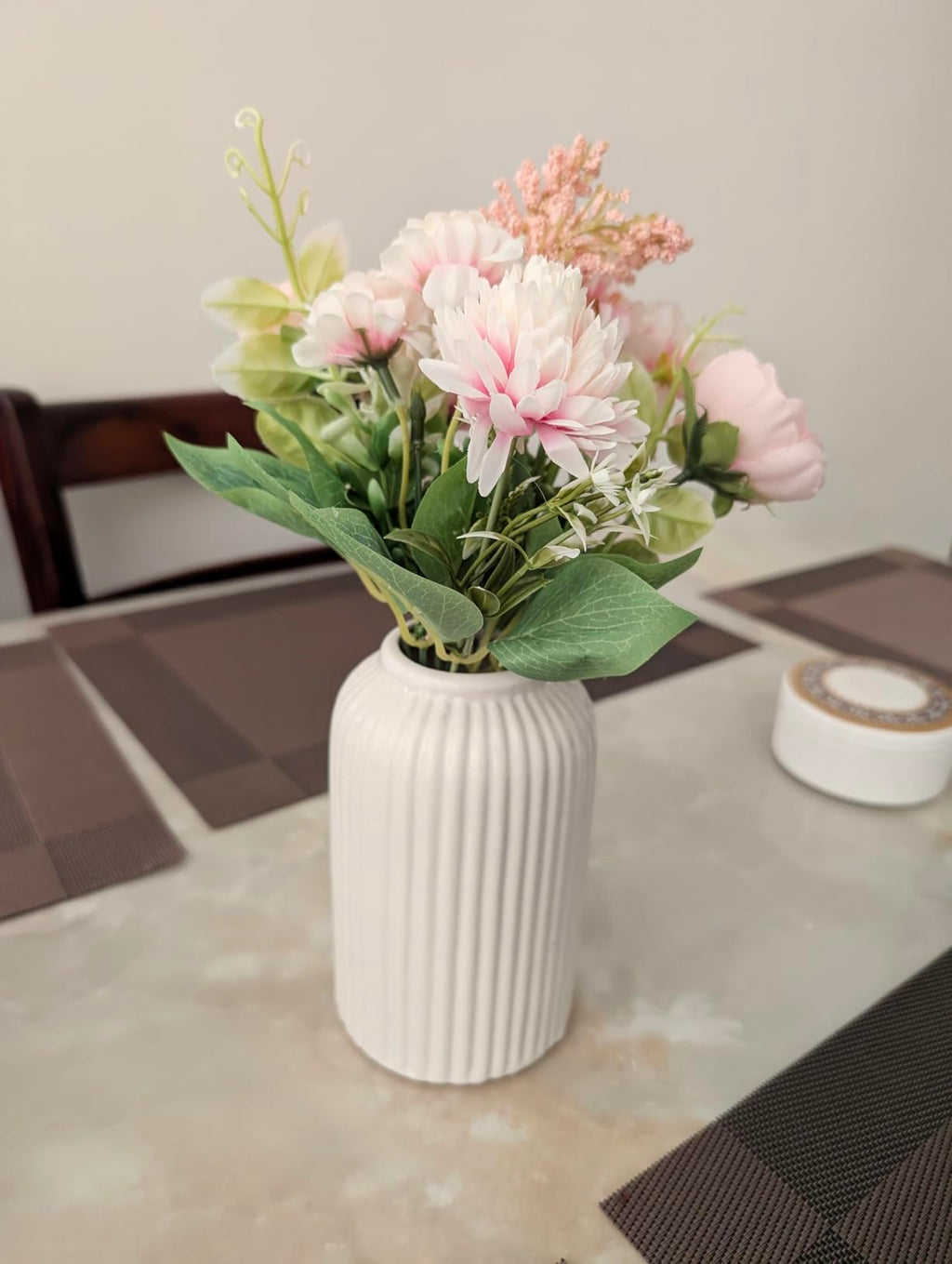 Artificial Multiflora Flower Roses Fake Sticks Bunch Without Vase Pink Fabric