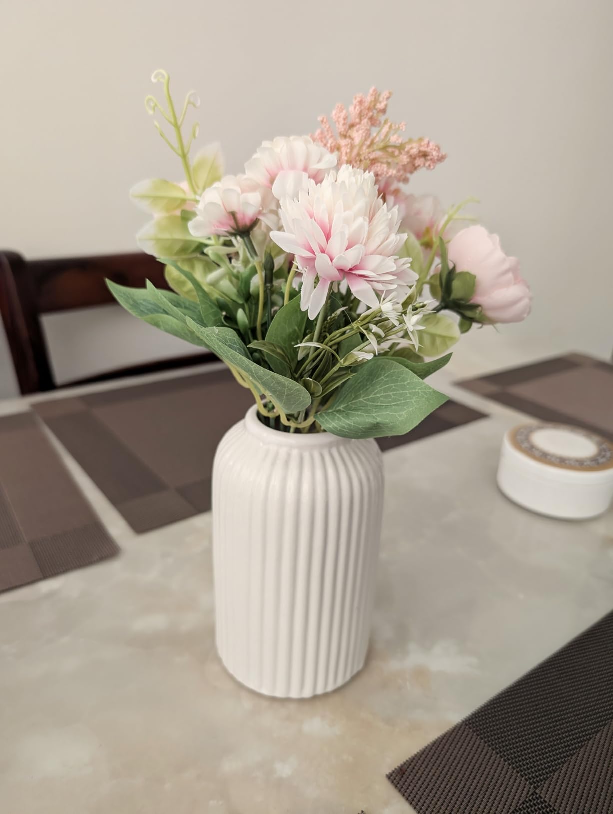 Artificial Multiflora Flower Roses Fake Sticks Bunch Without Vase Pink Fabric