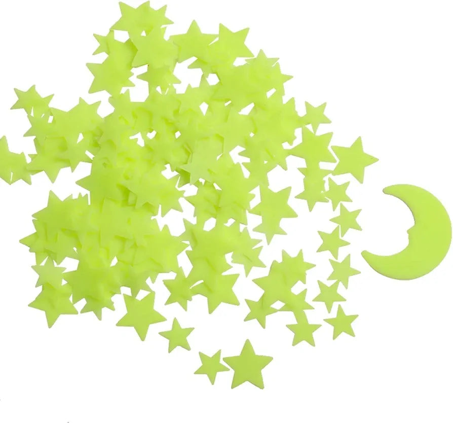 God & God's 3D Glow in The Dark Wall Stickers – Removable Fluorescent Stars with Big Moon Luminous Wallpaper for Bedroom & Home Decoration Design 4
