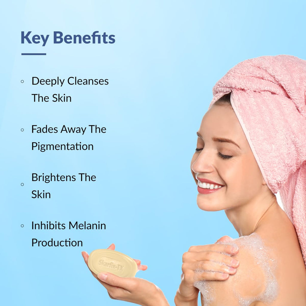Fixderma Skarfix -TX 1% Kojic Acid Soap for Skin Whitening with Tranexamic Acid | Glutathione for Pigmentation | Skin Whitening Soap for Women & Men - 75gm