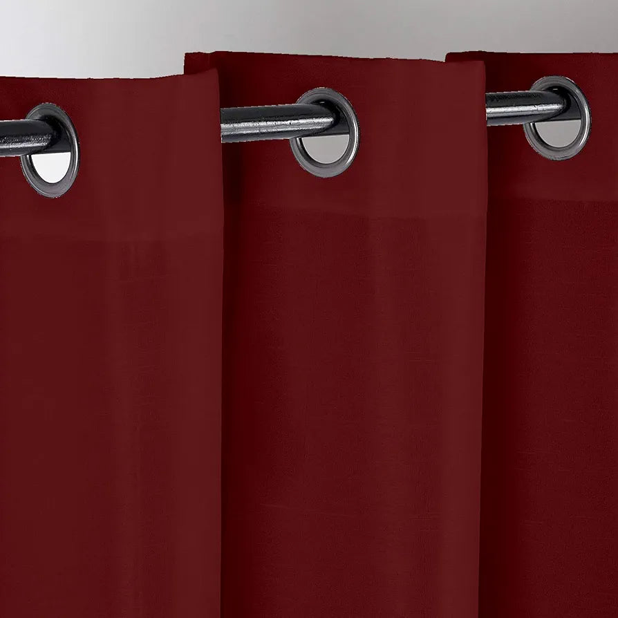 Divine Casa Micro Satin Semi Blackout Door Curtains 7 Feet Colour Maroon Solid Light Filtering Curtains (Pack of 2)