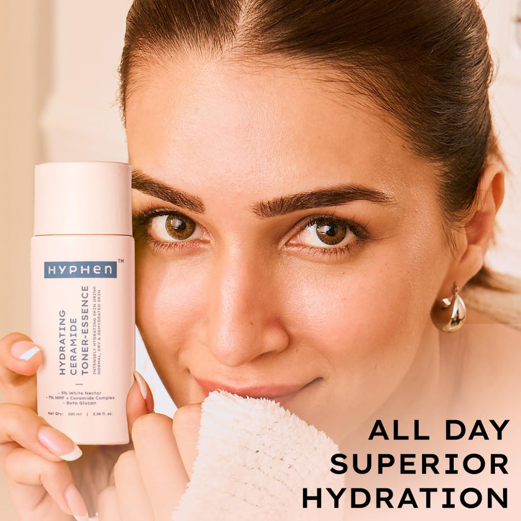 Hyphen 7% Ceramides-NMF Milky Face Toner Essence | 5% Glass Skin Blend of Rice Water, Oatmeal & Snow Mushroom Extracts |Hydrates & Nourishes| Alcohol Free Toner| For All Skin Types - 100ml