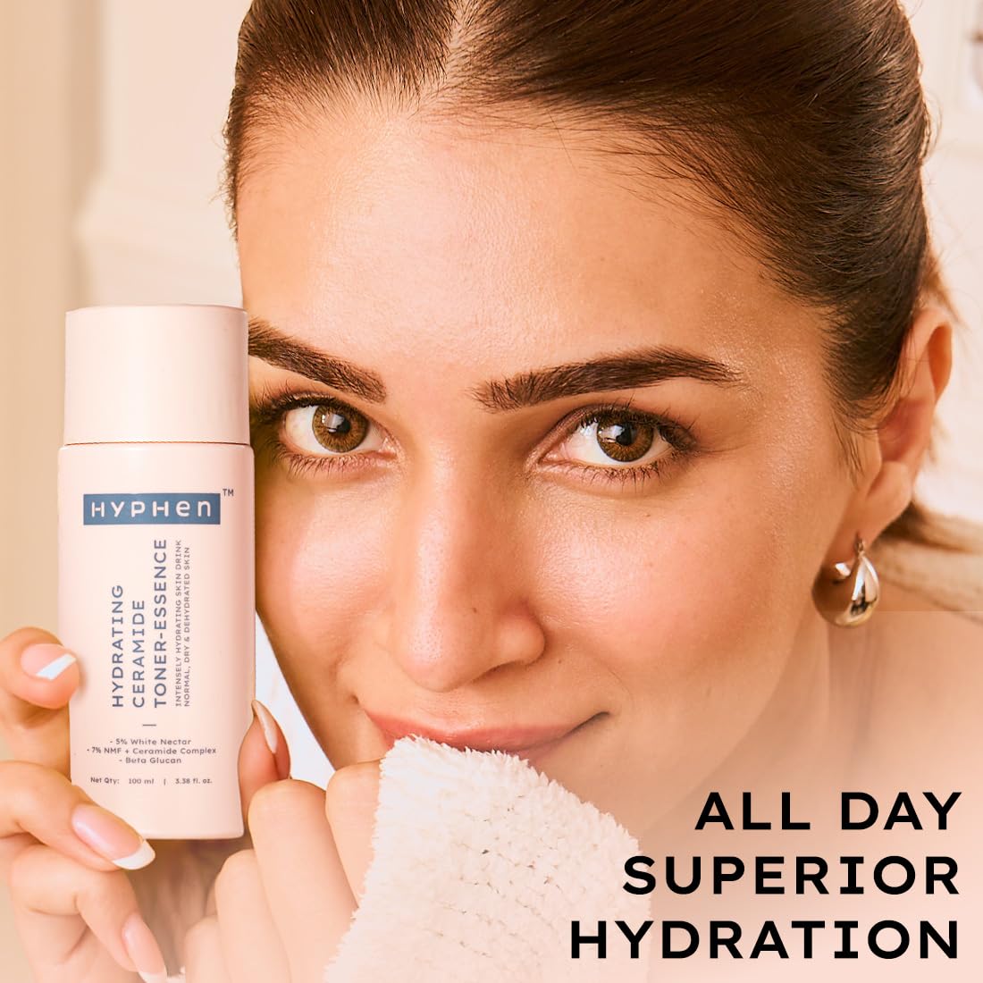 Hyphen 7% Ceramides-NMF Milky Face Toner Essence | 5% Glass Skin Blend of Rice Water, Oatmeal & Snow Mushroom Extracts |Hydrates & Nourishes| Alcohol Free Toner| For All Skin Types - 100ml