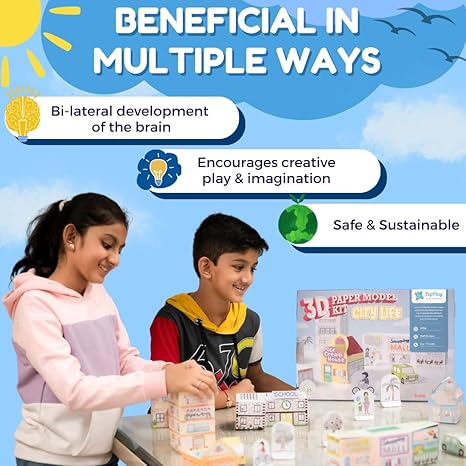 PepPlay 3D Paper Model Kit City Life Art Craft Colouring Diy Kit for 6+ Years Model Building Kit