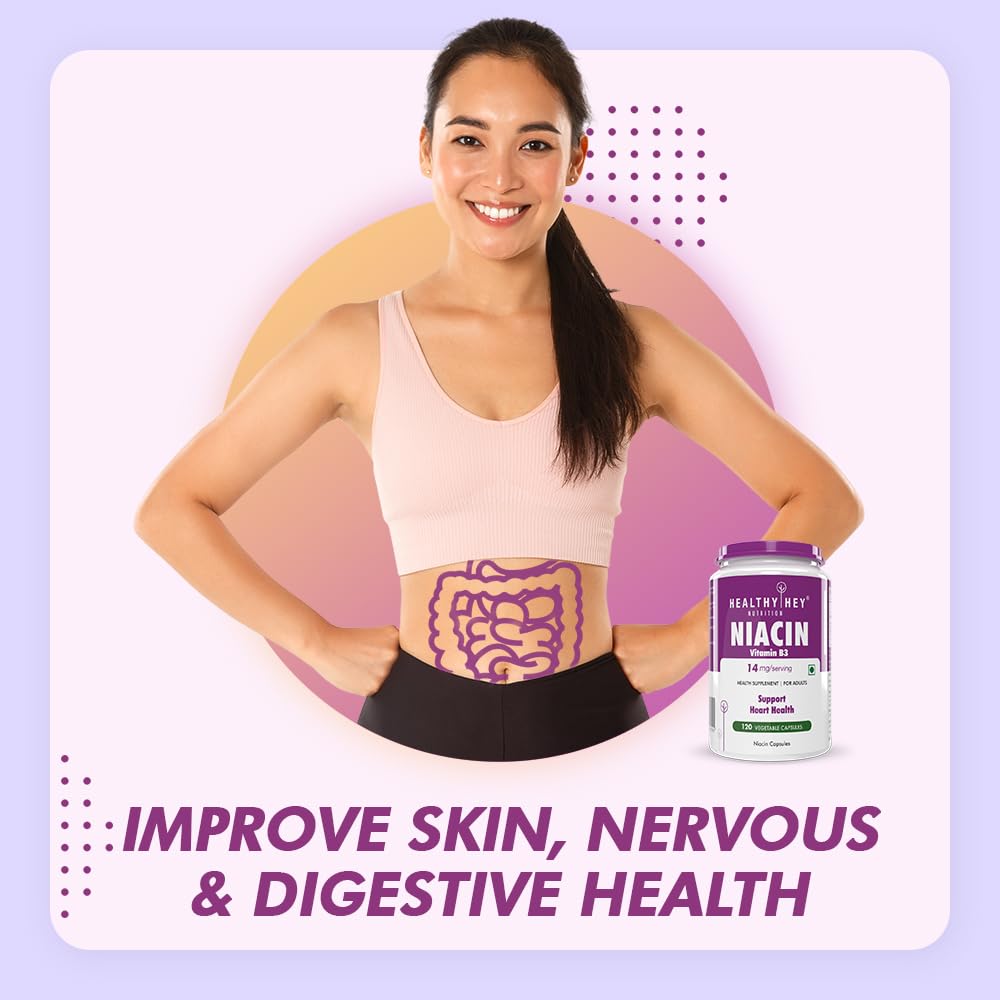HealthyHey Nutrition Niacin Vitamin B3 120 Veg. Capsules