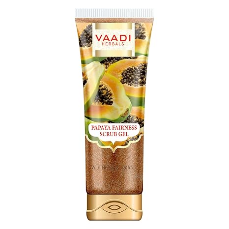 Vaadi Herbals Papaya Fairness Scrub Gel with Honey and Saffron - 110 gms