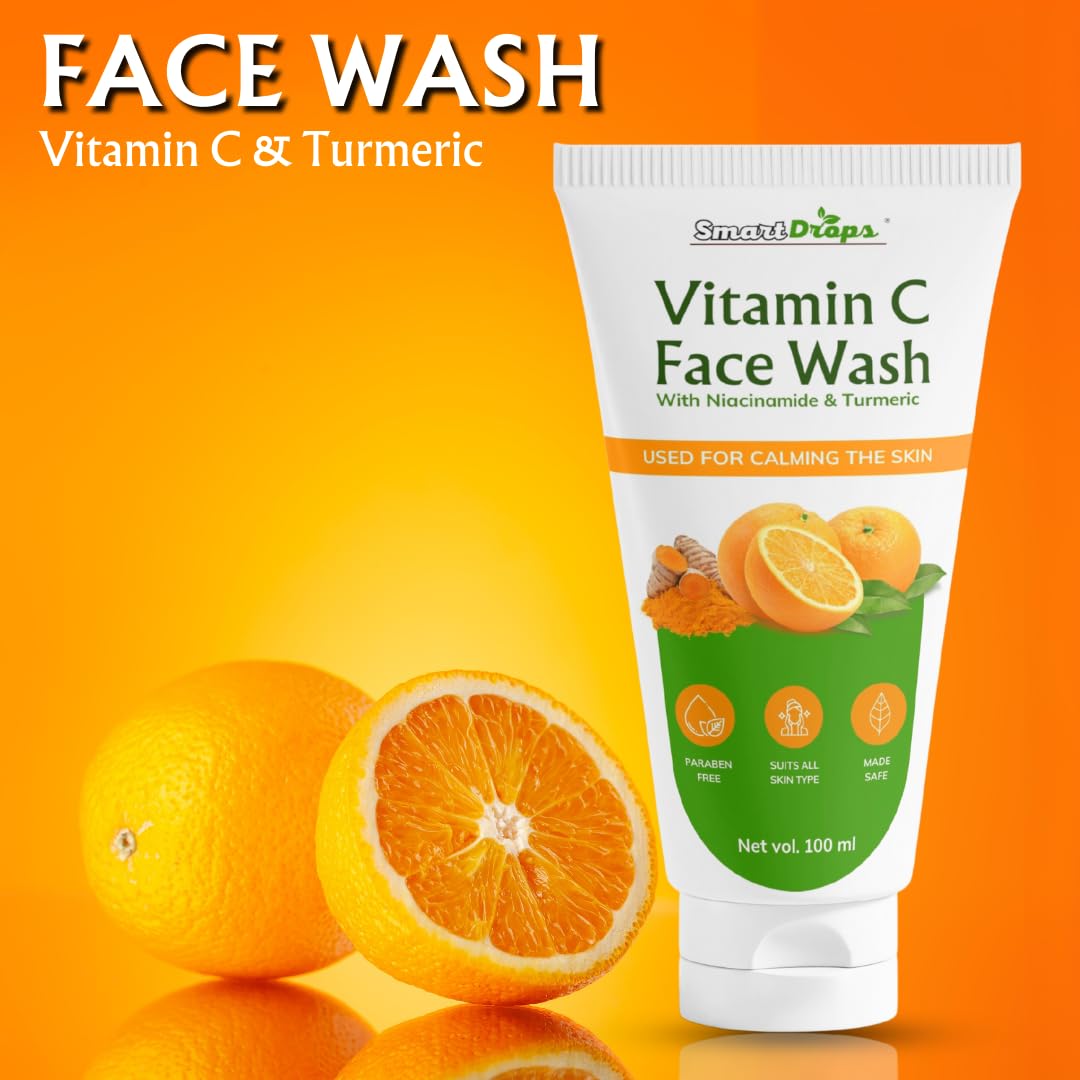 Smartdrops Vitamin C Face Wash For Oil-Free Face Wash and Acne-Prone, Dry & Oily Skin | Deep Clean Gentle Cleanser 100 ML