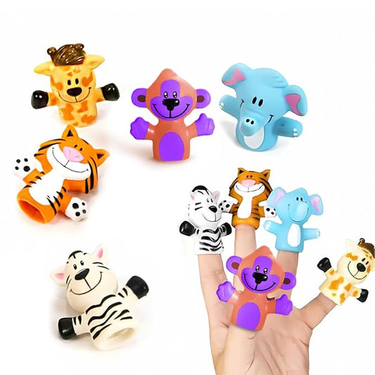 Wembley 5 Pcs Jungle Animal Finger Puppet Toy for Kids Multicolor