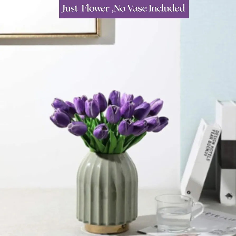 5 Pcs Artificial Tulip Lily Flowers for Vase Grape Voilet Fabric Vase Not Included