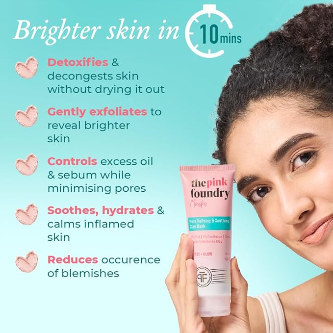 The Pink Foundry Pore Refining & Soothing Clay Mask With Cica - 100 Gms