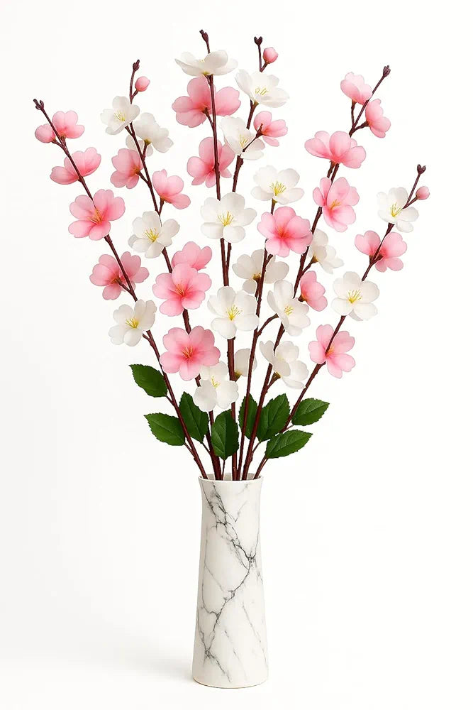 Artificial Flowers Bunch Cherry Blossom Ideal for vase Without vase Pink Mix 55 cm Height Fabric