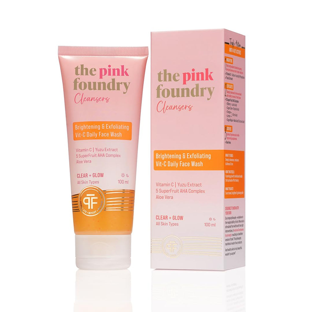 The Pink Foundry's Brightening & Exfoliating Vitamin C Face Wash Suitable for All Skin Types - 100 Ml